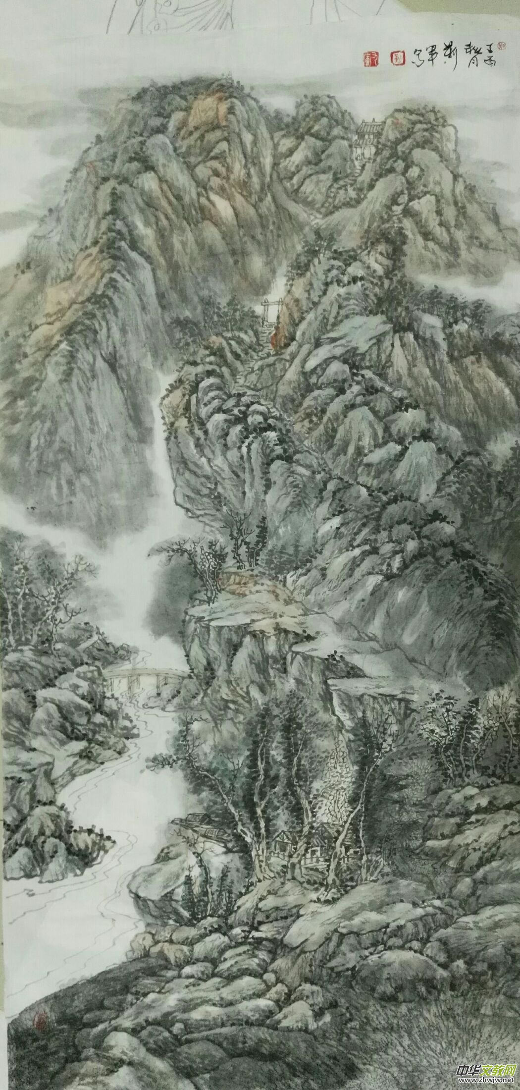 画家靳军与恩师陈培伦携手笔会 画家靳军与恩师陈培伦携手笔会